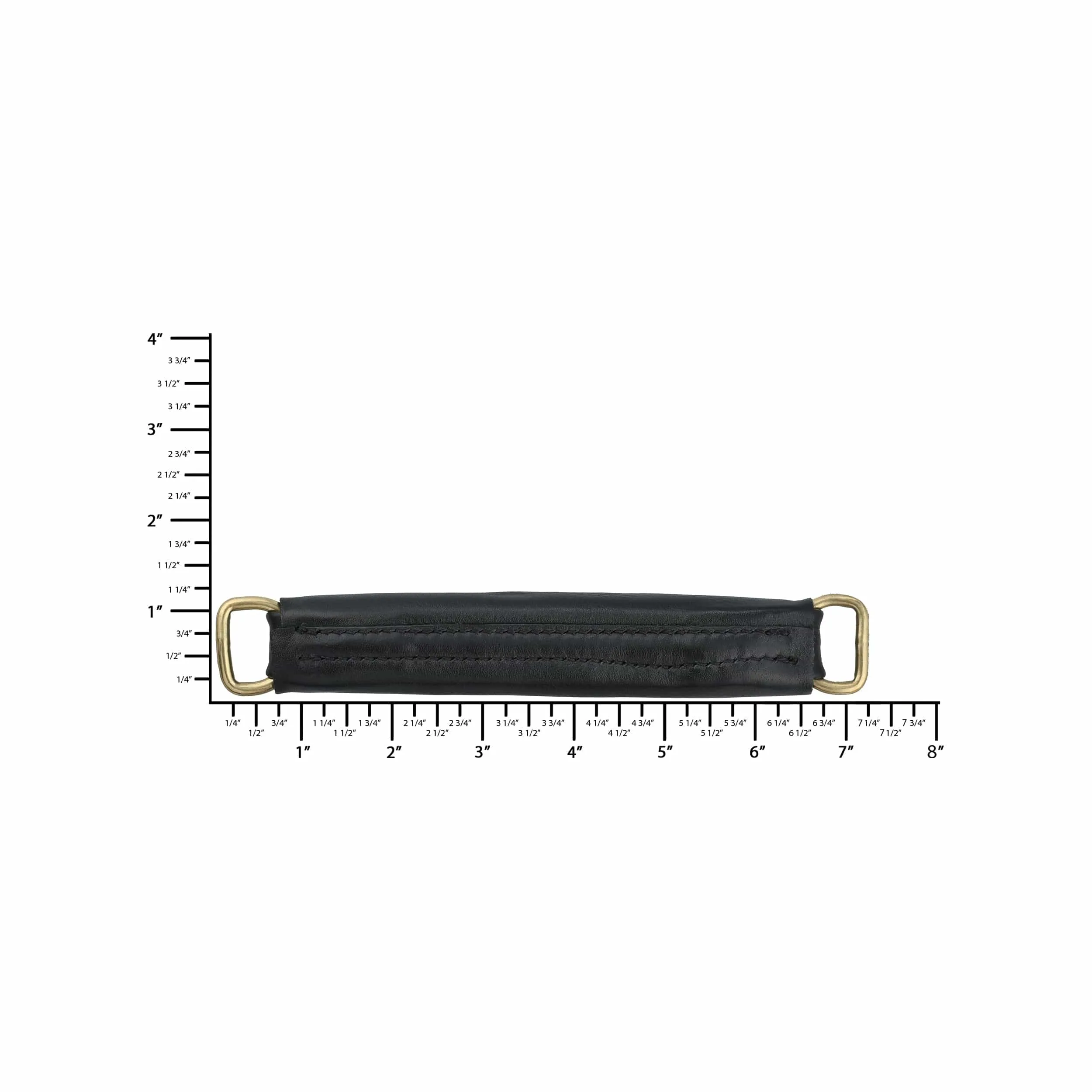 6" Black, Handle with Brass Hardware, Leather, #L-1802-BLK