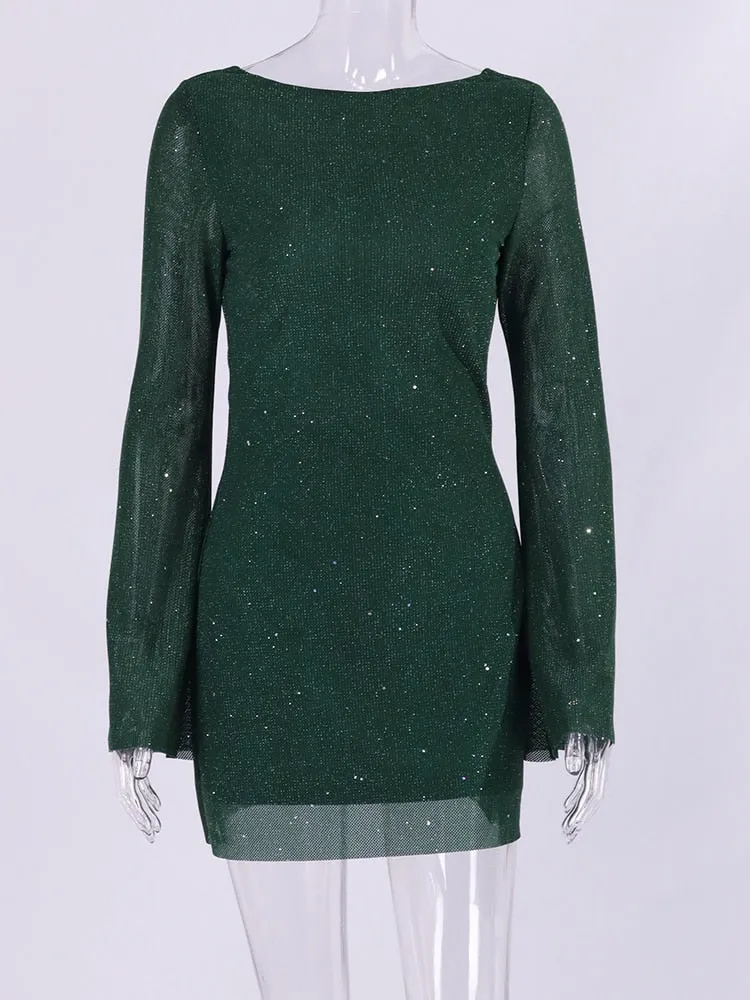 Aella Long Sleeve Sequin Dress
