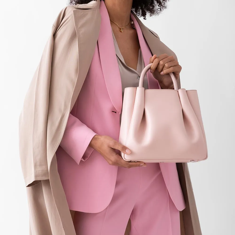 Amalfi Midi Leather Tote Bag - Blush Pink