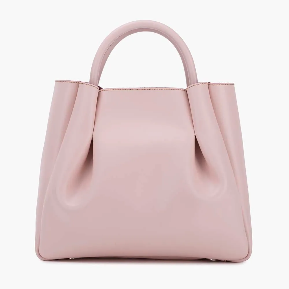 Amalfi Midi Leather Tote Bag - Blush Pink