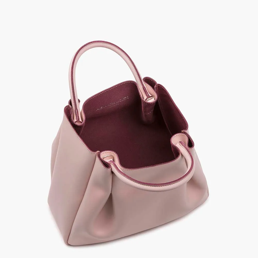 Amalfi Midi Leather Tote Bag - Blush Pink
