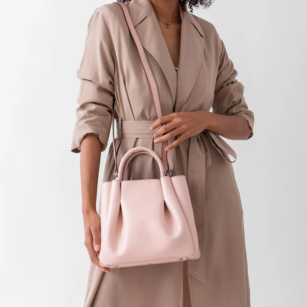 Amalfi Midi Leather Tote Bag - Blush Pink