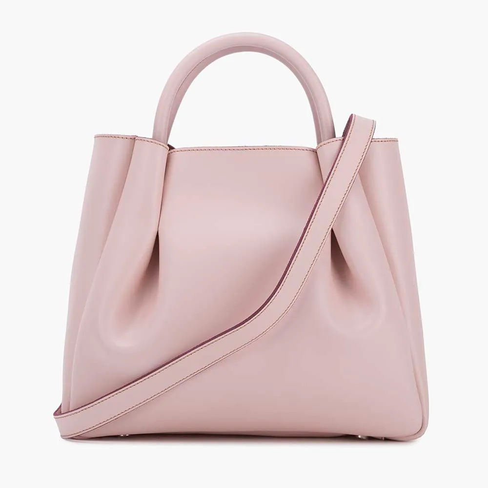Amalfi Midi Leather Tote Bag - Blush Pink