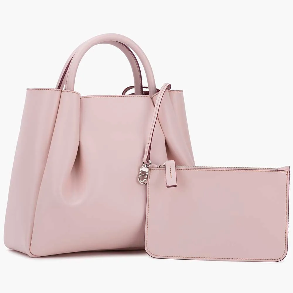 Amalfi Midi Leather Tote Bag - Blush Pink