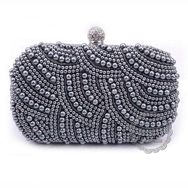 Beaded pearls evening clutch bags