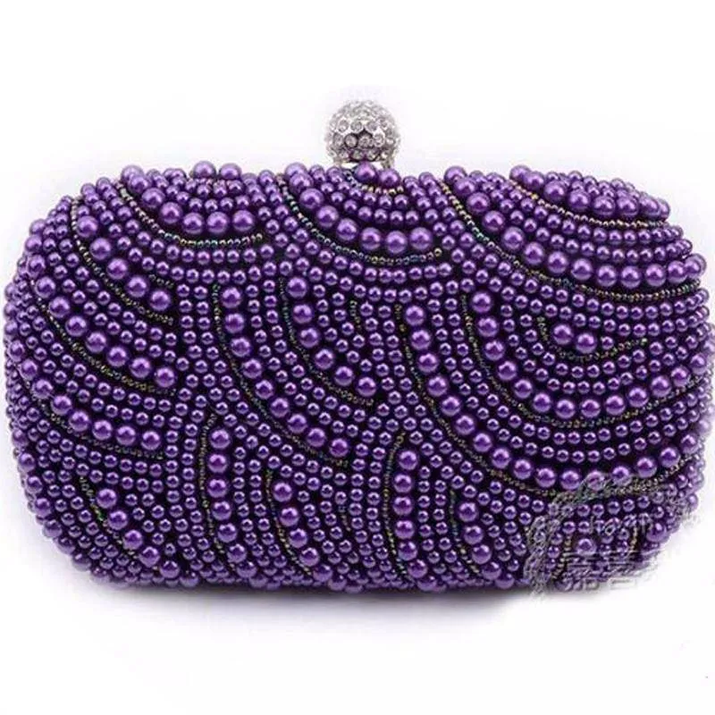 Beaded pearls evening clutch bags