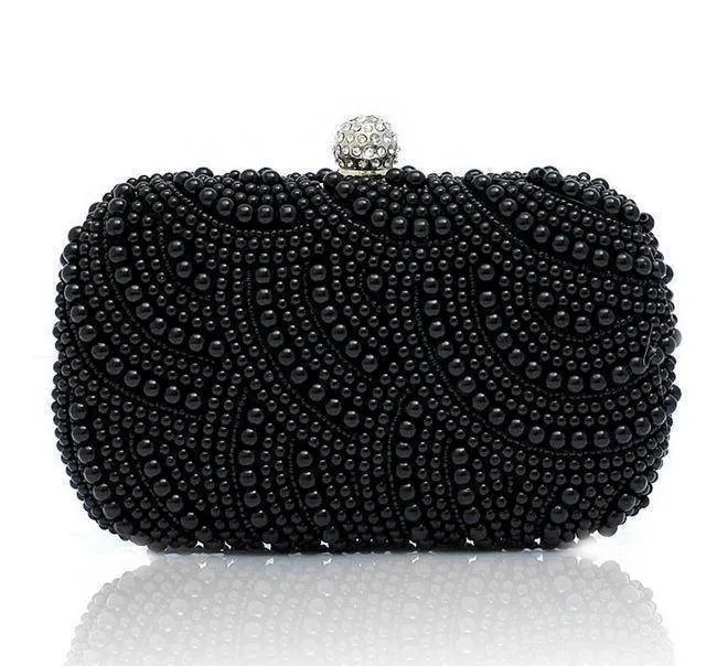 Beaded pearls evening clutch bags