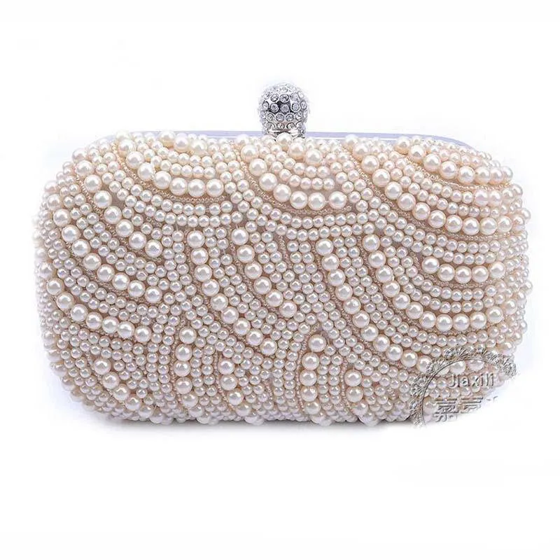 Beaded pearls evening clutch bags