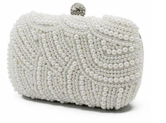 Beaded pearls evening clutch bags