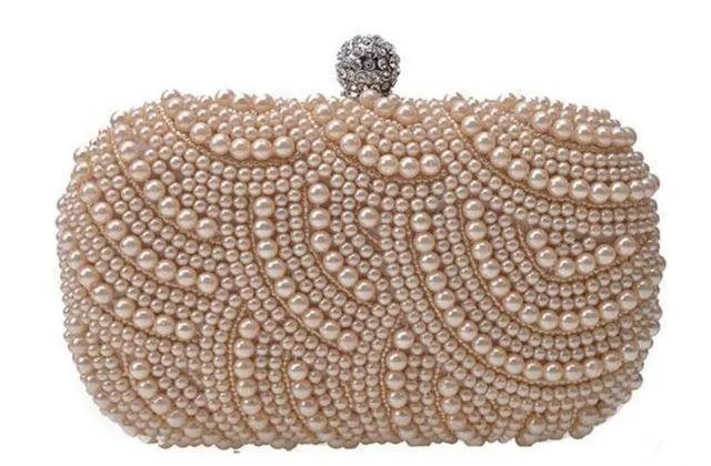 Beaded pearls evening clutch bags