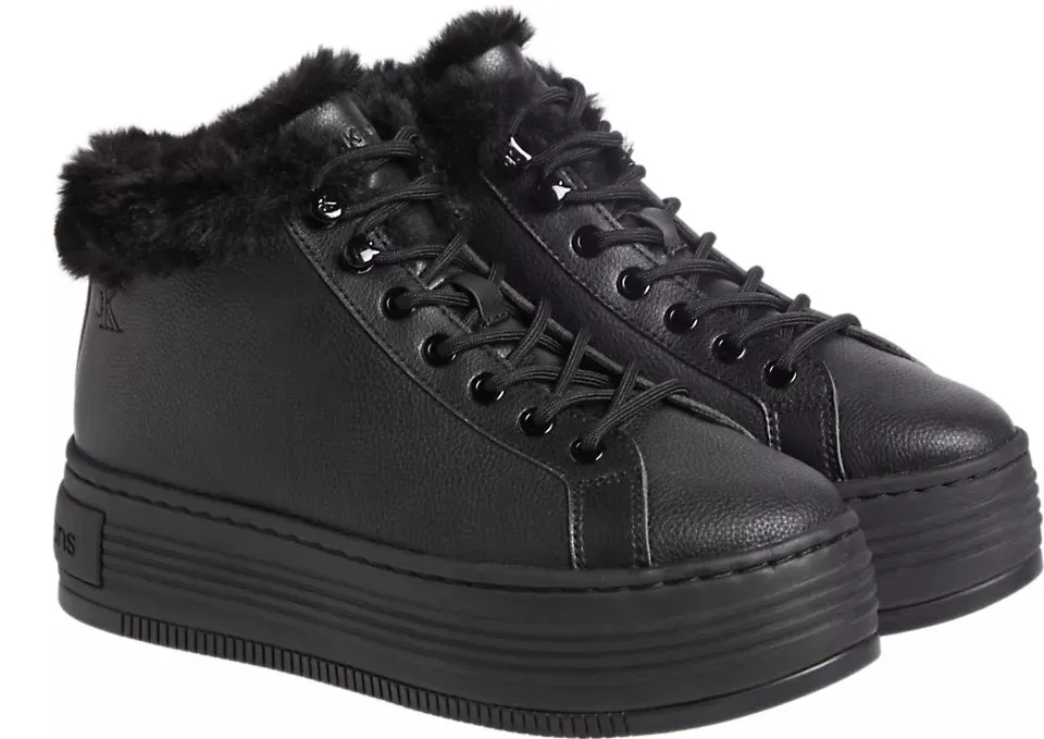 BOLD PLATFORM LOW LACE UP Womens Trainers Triple Black