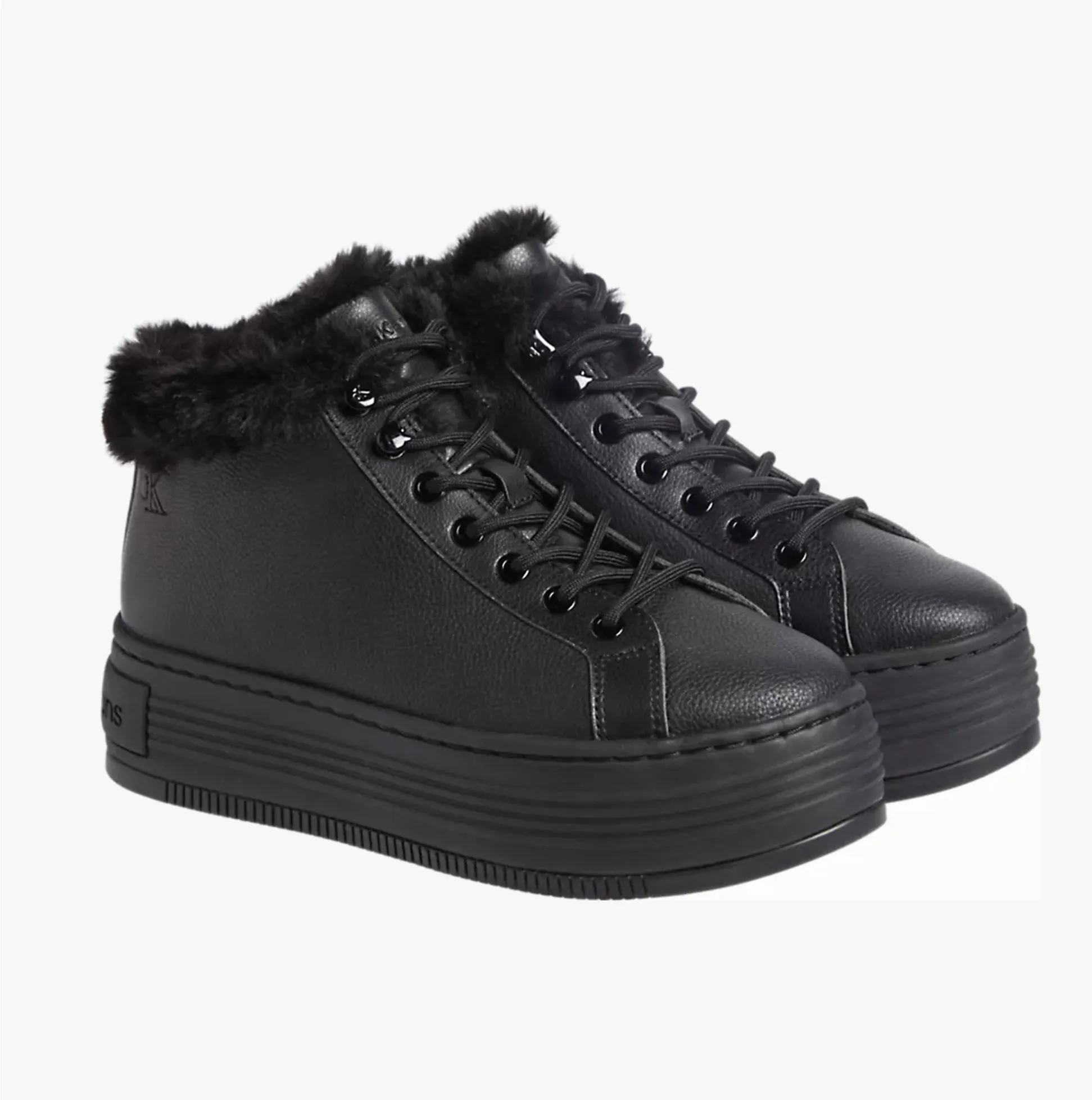 BOLD PLATFORM LOW LACE UP Womens Trainers Triple Black