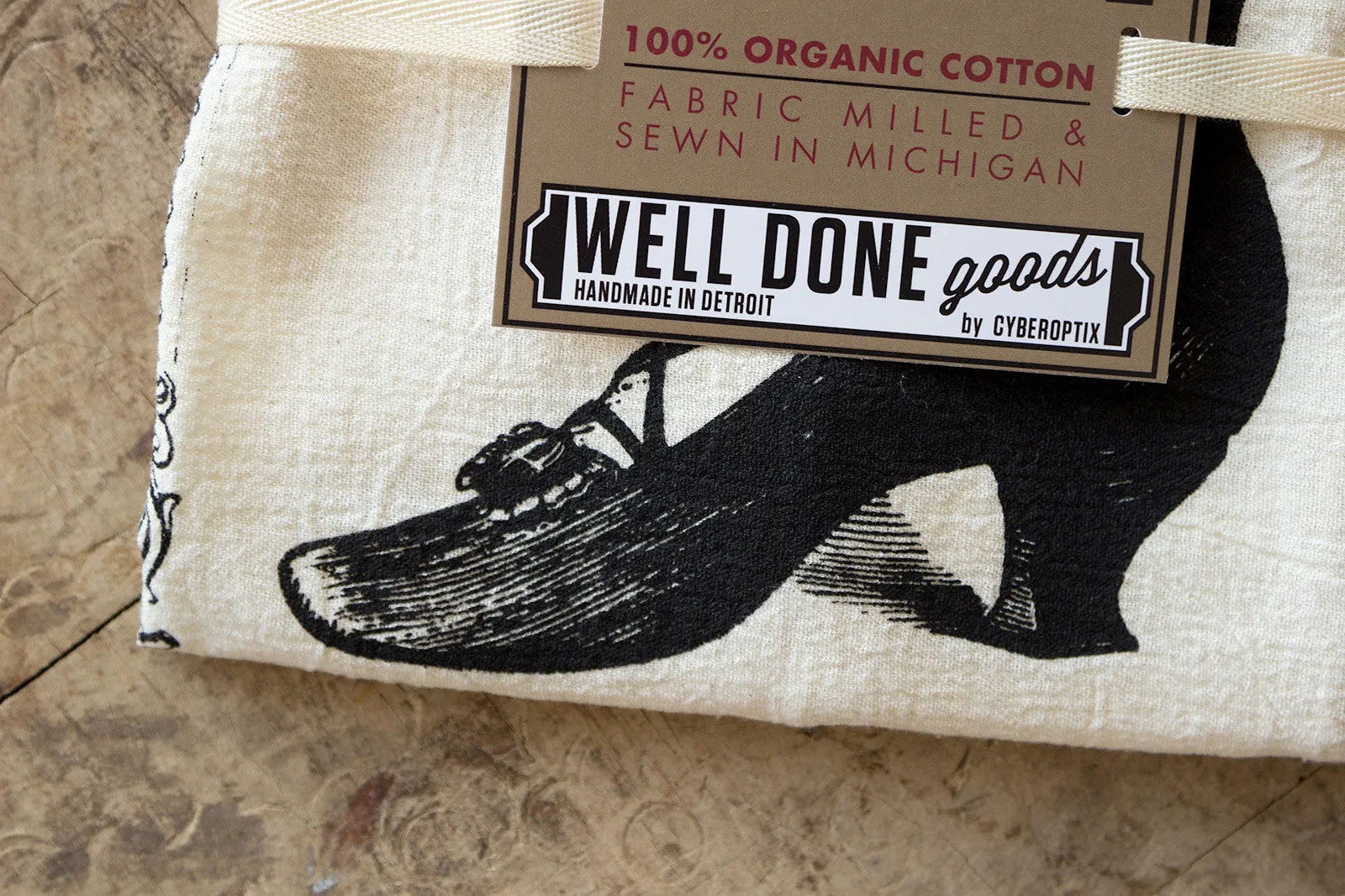 Boots & Shoes Flour Sack Towel, Detroit RH Fyfe Co.