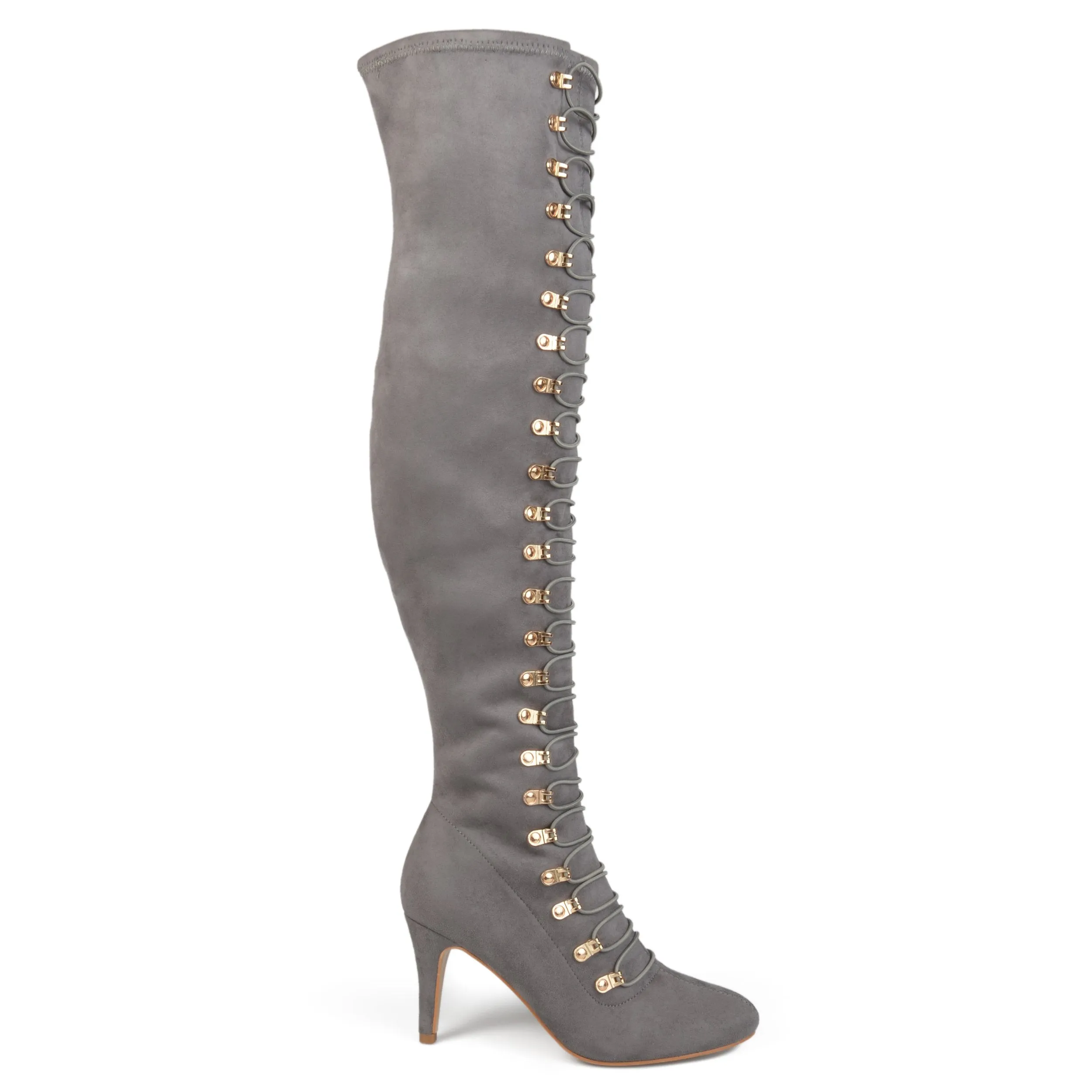 Brinley Co. Womens Regular and Wide Calf Vintage Almond Toe Over-The-Knee Boots