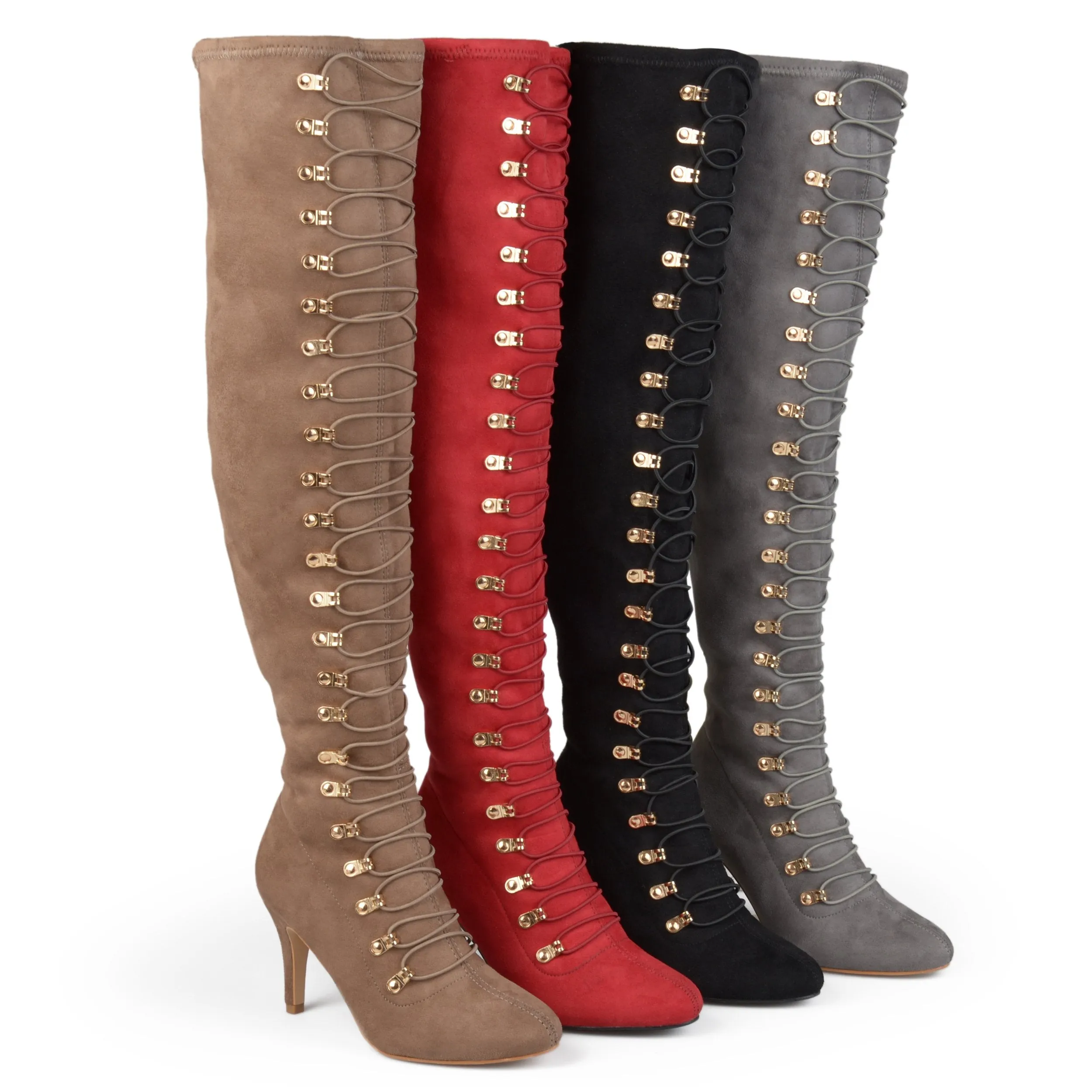 Brinley Co. Womens Regular and Wide Calf Vintage Almond Toe Over-The-Knee Boots