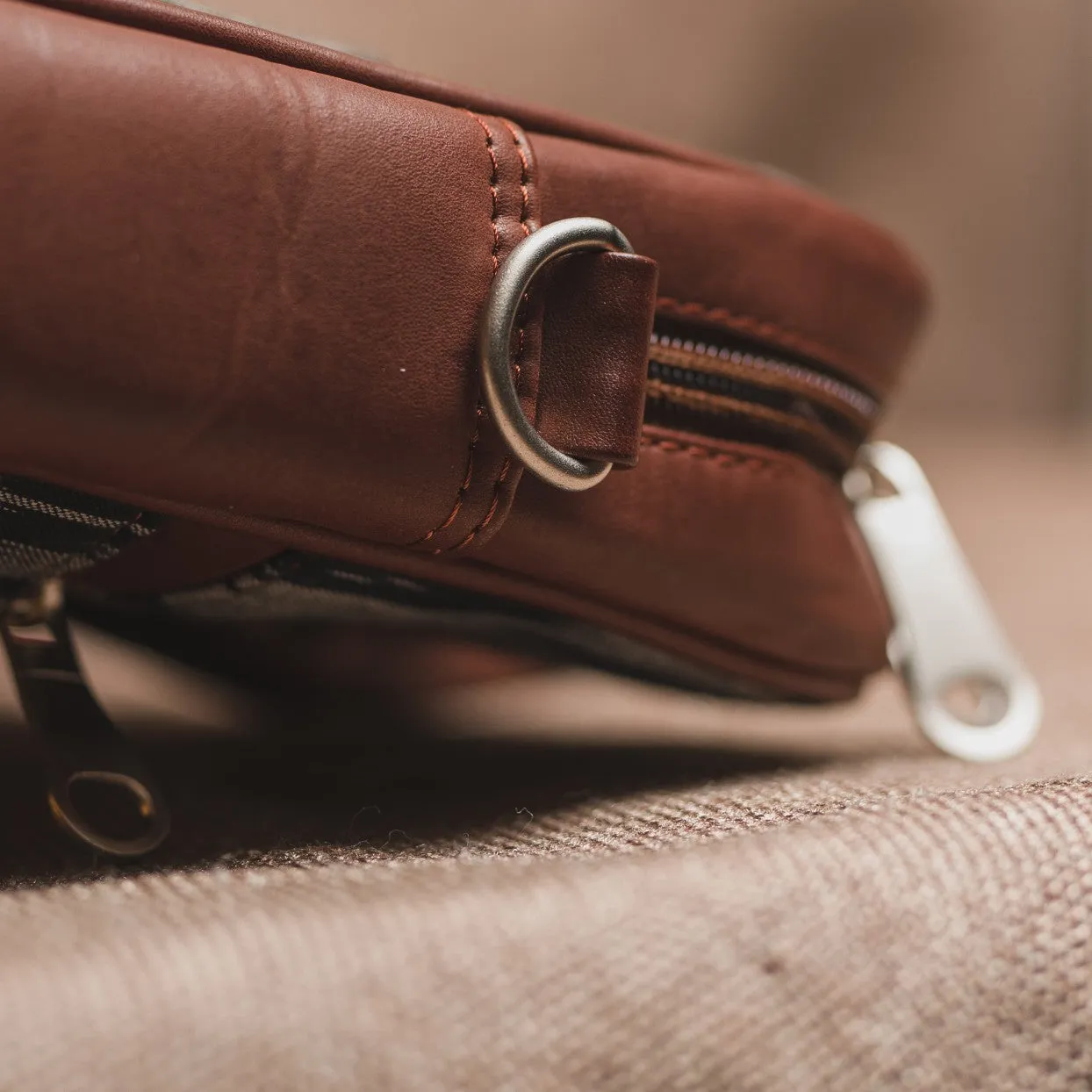 Brown Floral Motif Laptop Bag