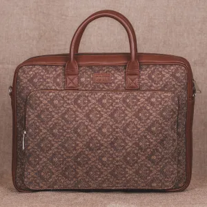 Brown Floral Motif Laptop Bag