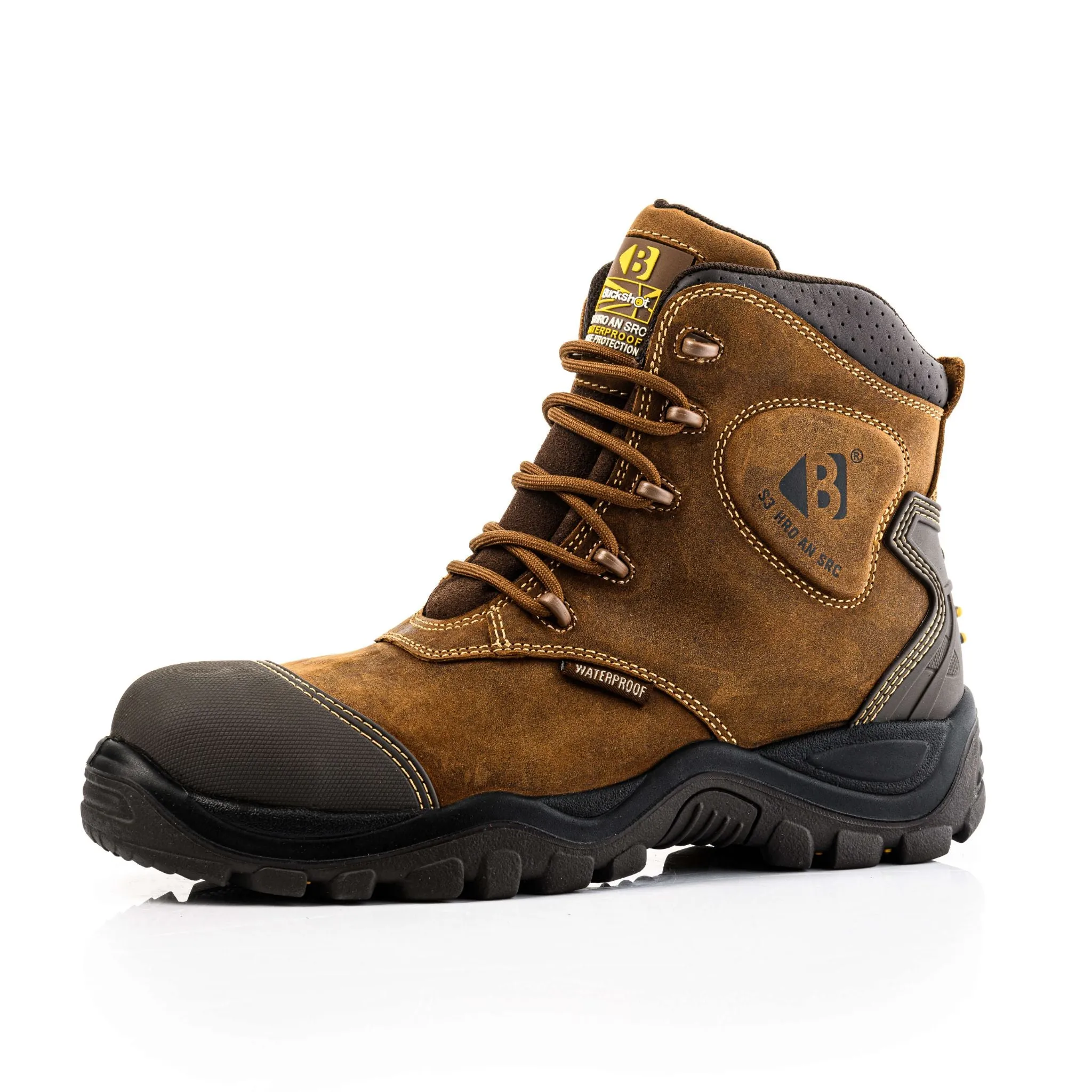 Buckbootz BSH012 Bang Guardz S3 Black Lace-up Buckler Boots