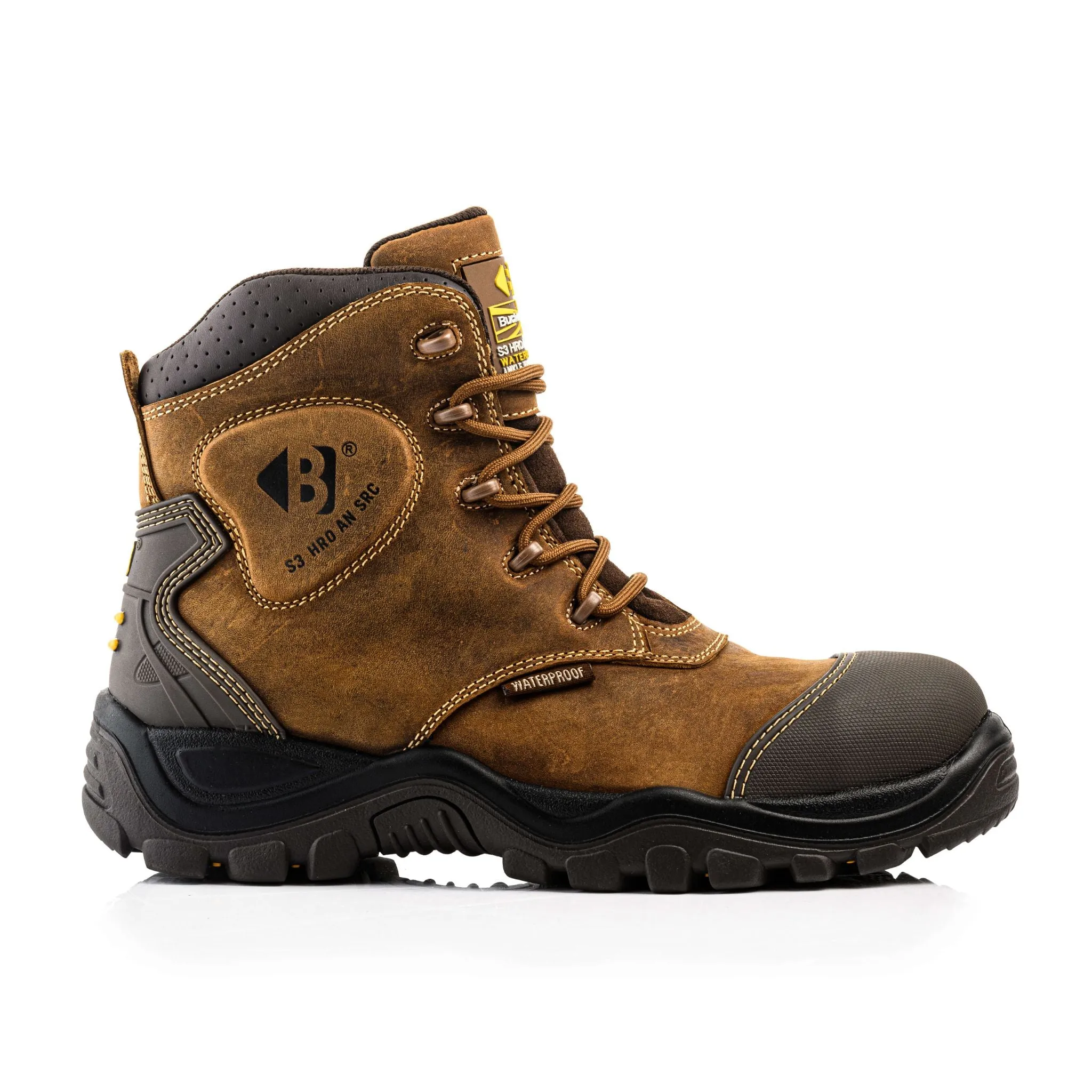 Buckbootz BSH012 Bang Guardz S3 Black Lace-up Buckler Boots