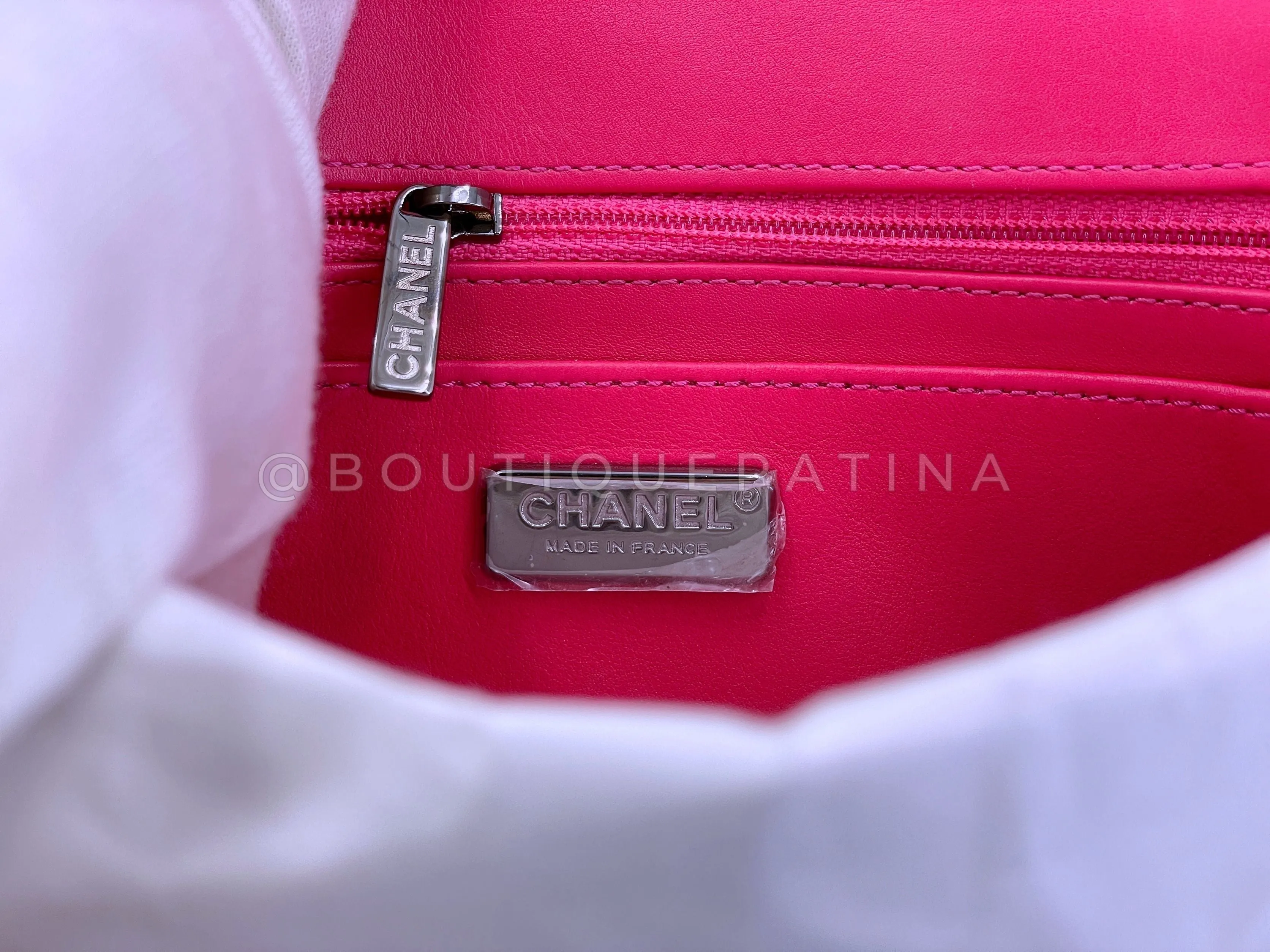 Chanel 2014 Fuchsia Pink Python Rectangular Mini Flap Bag RHW