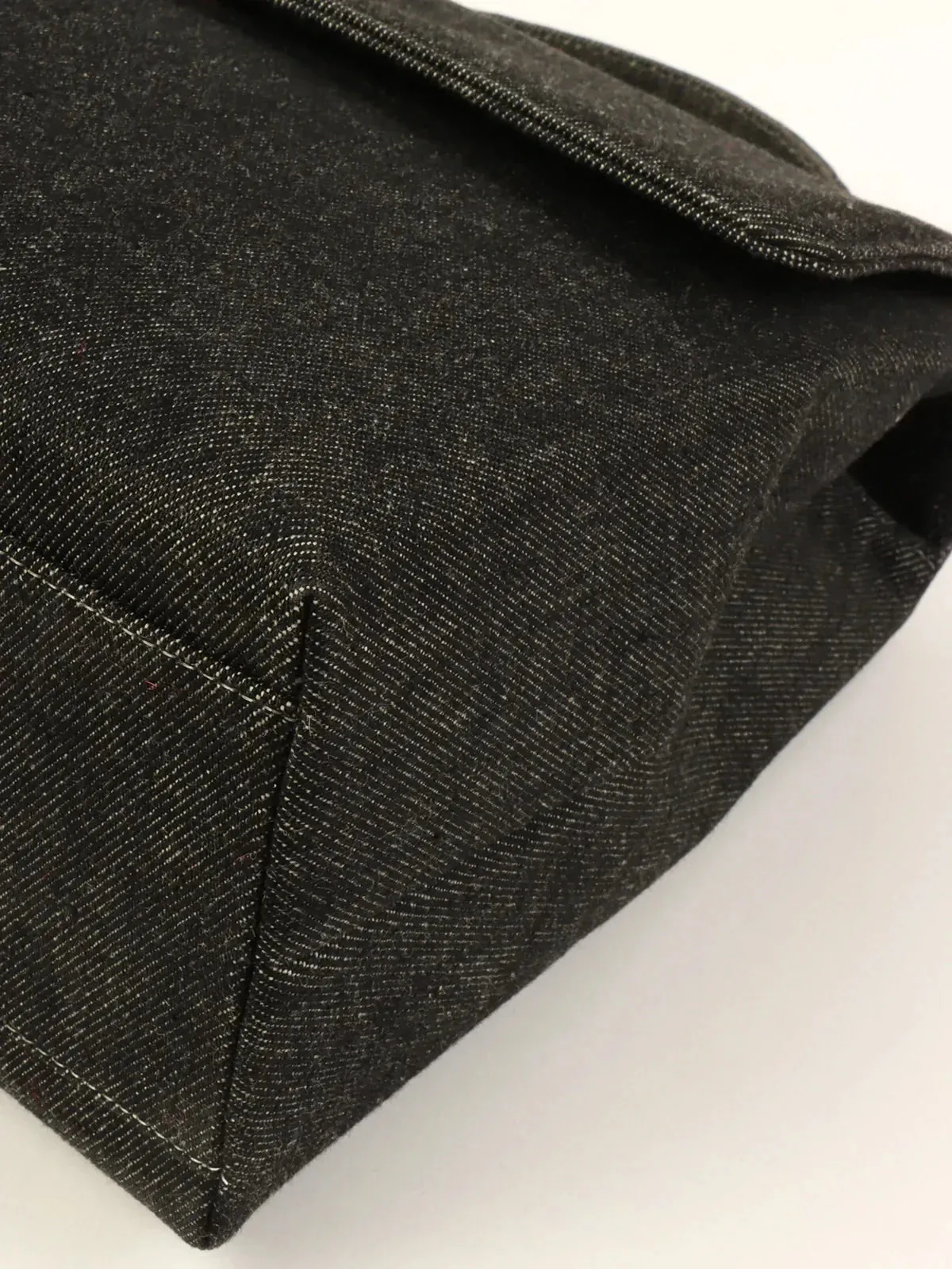 CHANEL Around 1998 Made Denim Turn-Lock Top Handle Bag Black