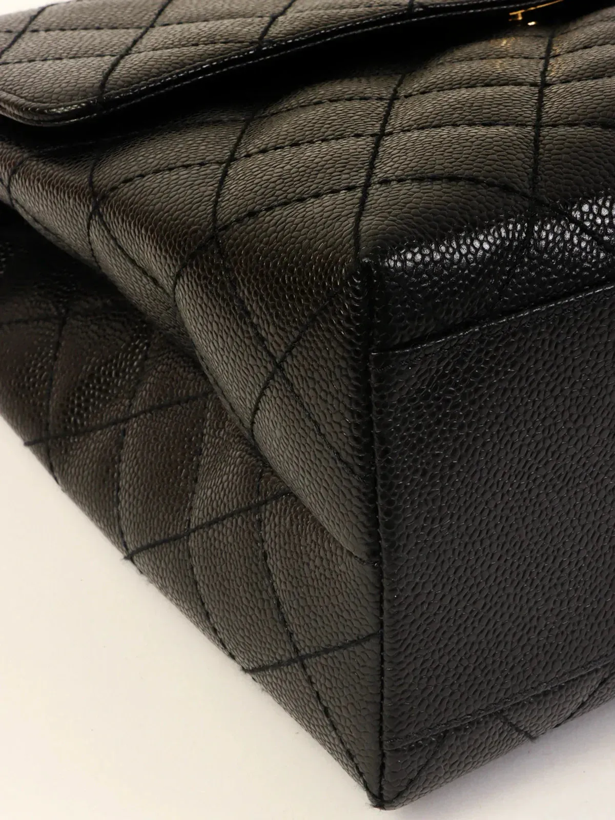 CHANEL Around 2001 Made Caviar Skin Turn-Lock Top Handle Bag Black
