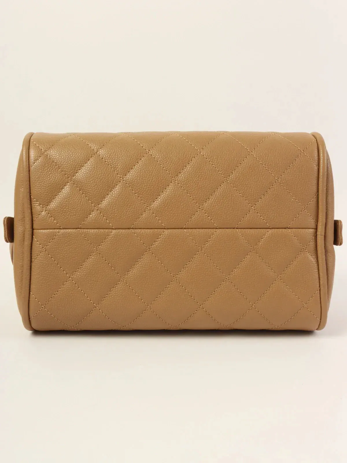 CHANEL Around 2007 Made Caviar Skin Cc Mark Stitch Top Handle Bag Mocha Beige