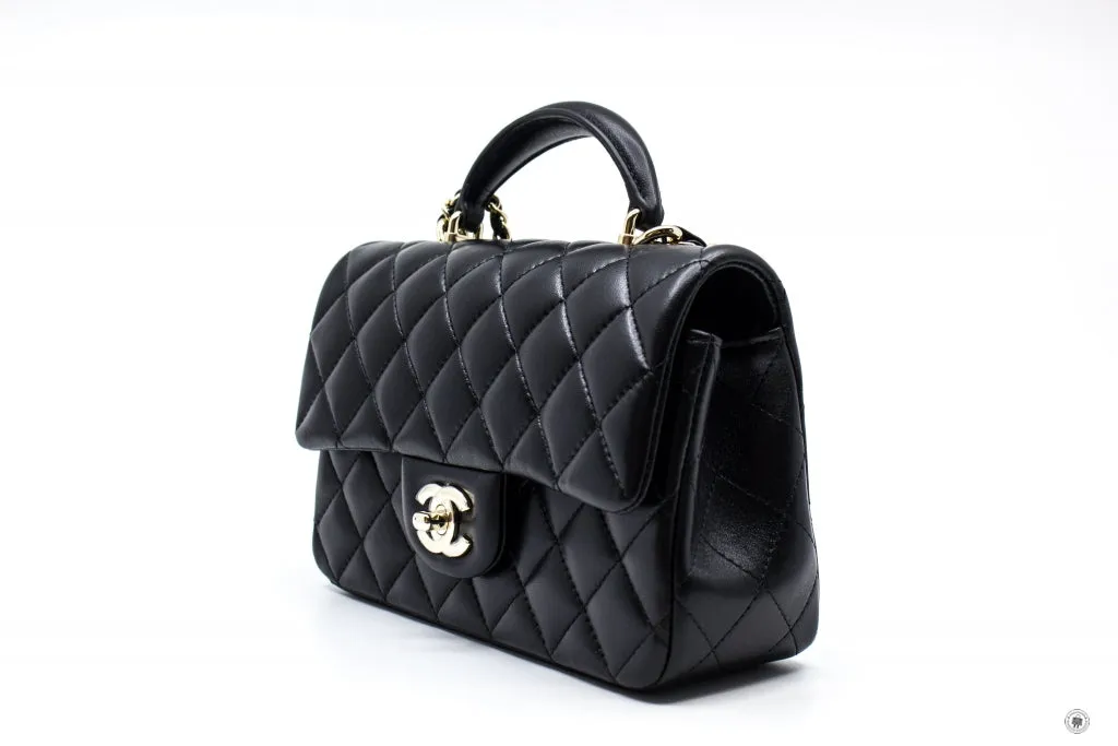 Chanel AS2431B06660 Mini Flap Bag With Top Handle Black   94305 Lambskin Shoulder Bags Ghw