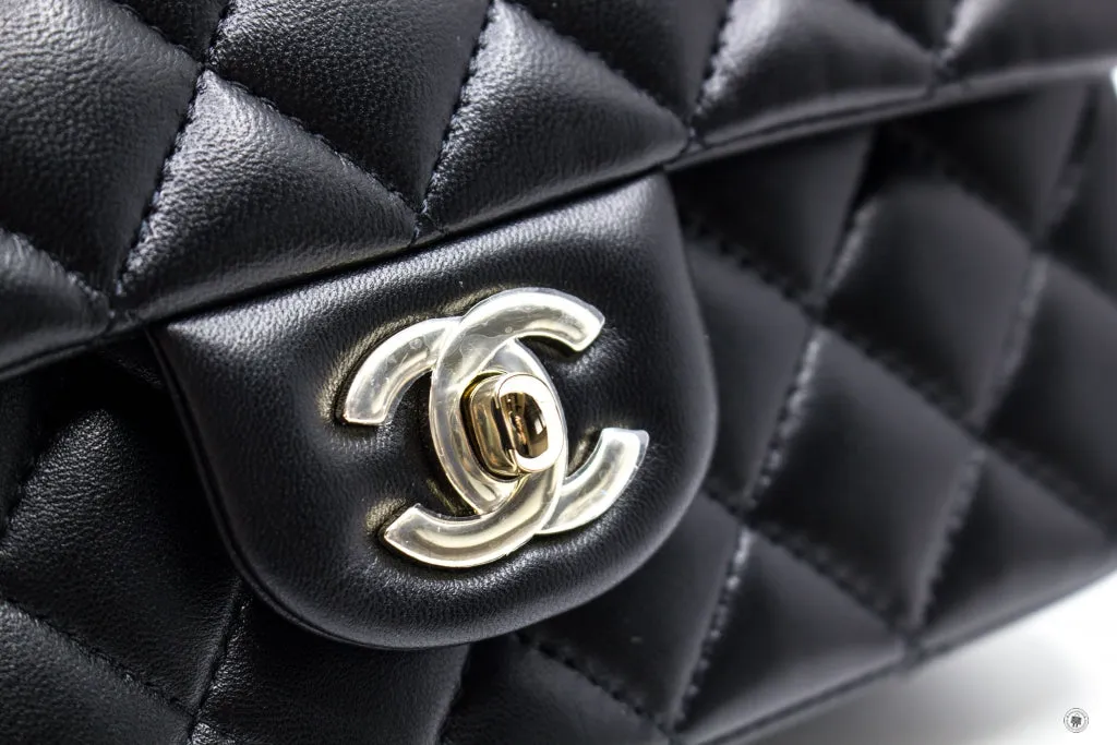 Chanel AS2431B06660 Mini Flap Bag With Top Handle Black   94305 Lambskin Shoulder Bags Ghw
