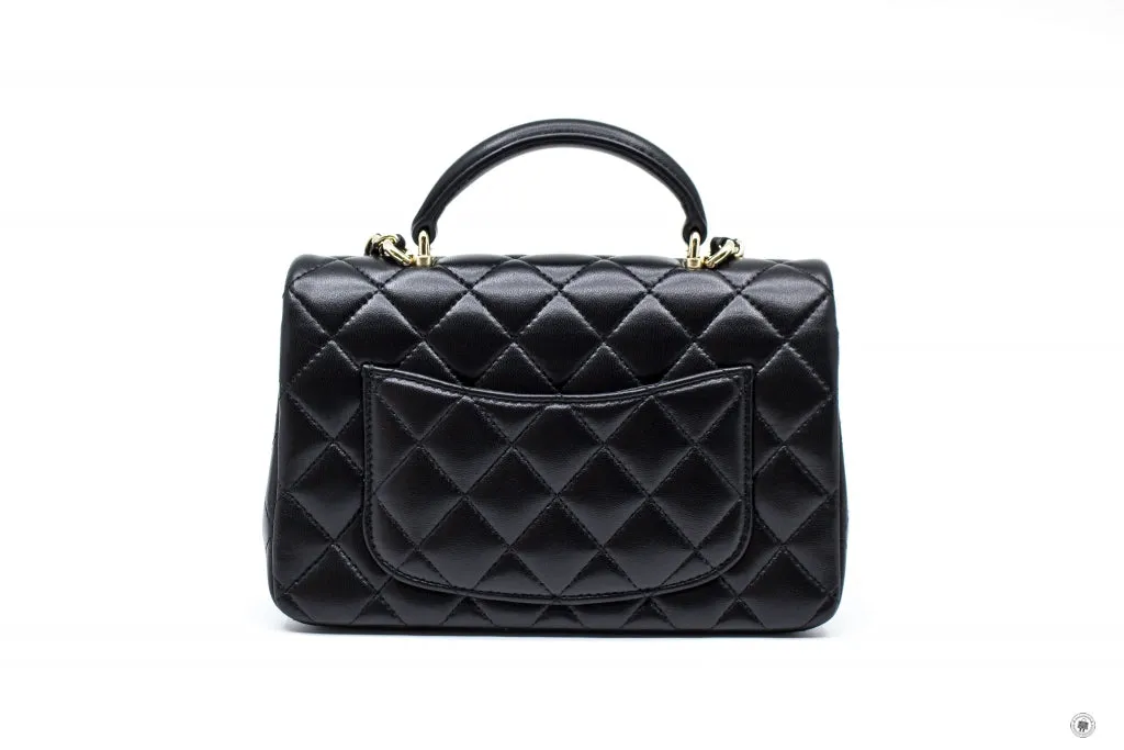 Chanel AS2431B06660 Mini Flap Bag With Top Handle Black   94305 Lambskin Shoulder Bags Ghw