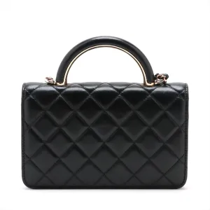 Chanel Lambskin  Chain Wallet Top Handle Black G