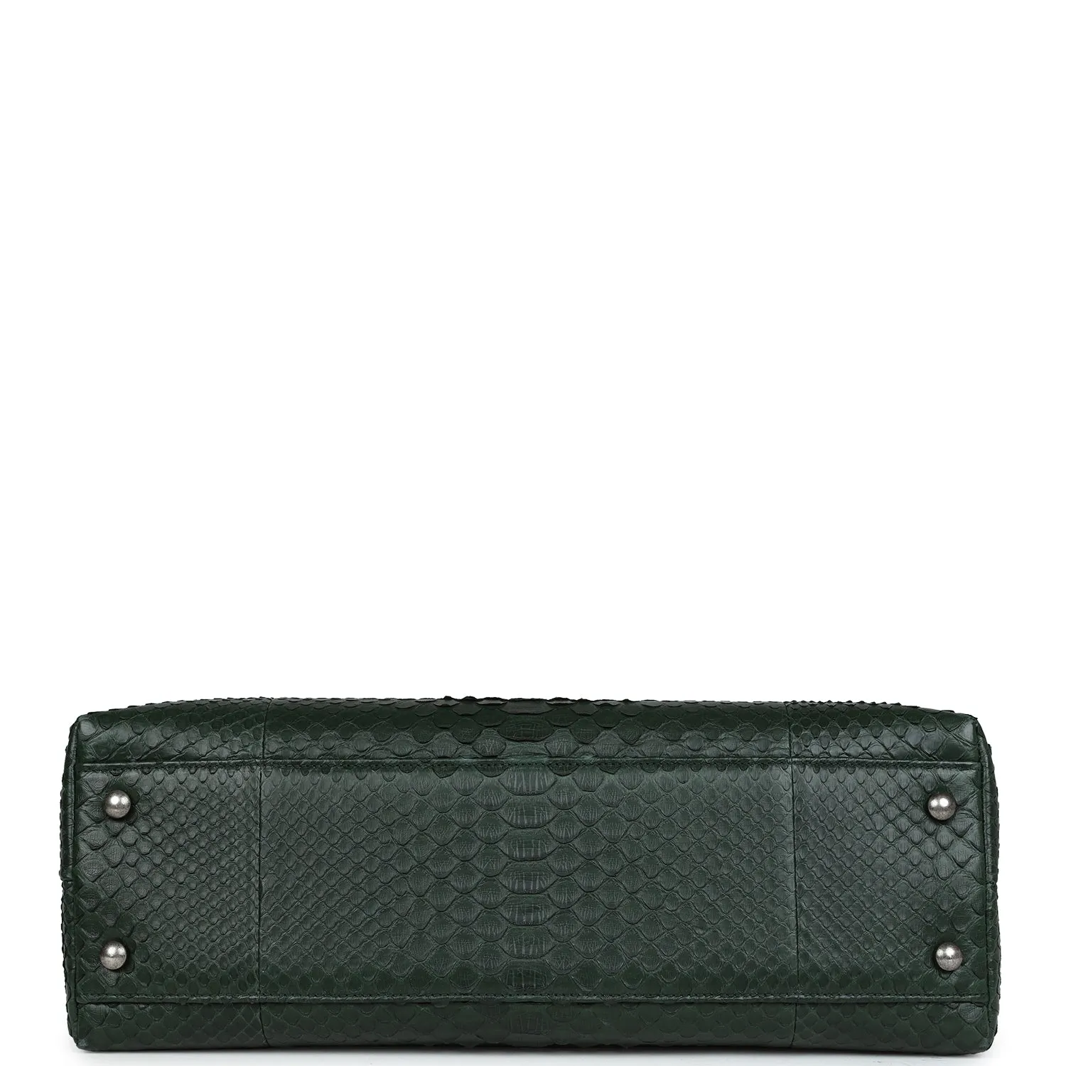 Chanel Medium Coco Handle Flap Bag Dark Green Python Ruthenium Hardware