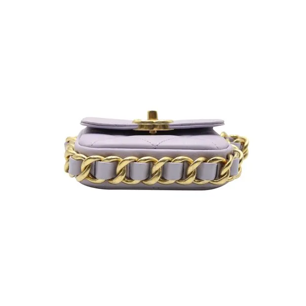 CHANEL Mini Framing Chain Flap Bag in Purple Leather
