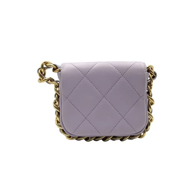 CHANEL Mini Framing Chain Flap Bag in Purple Leather