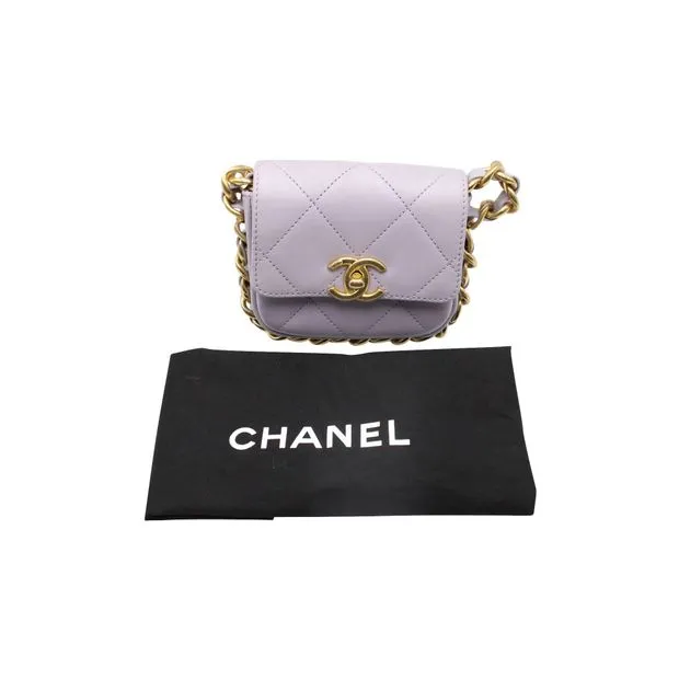 CHANEL Mini Framing Chain Flap Bag in Purple Leather