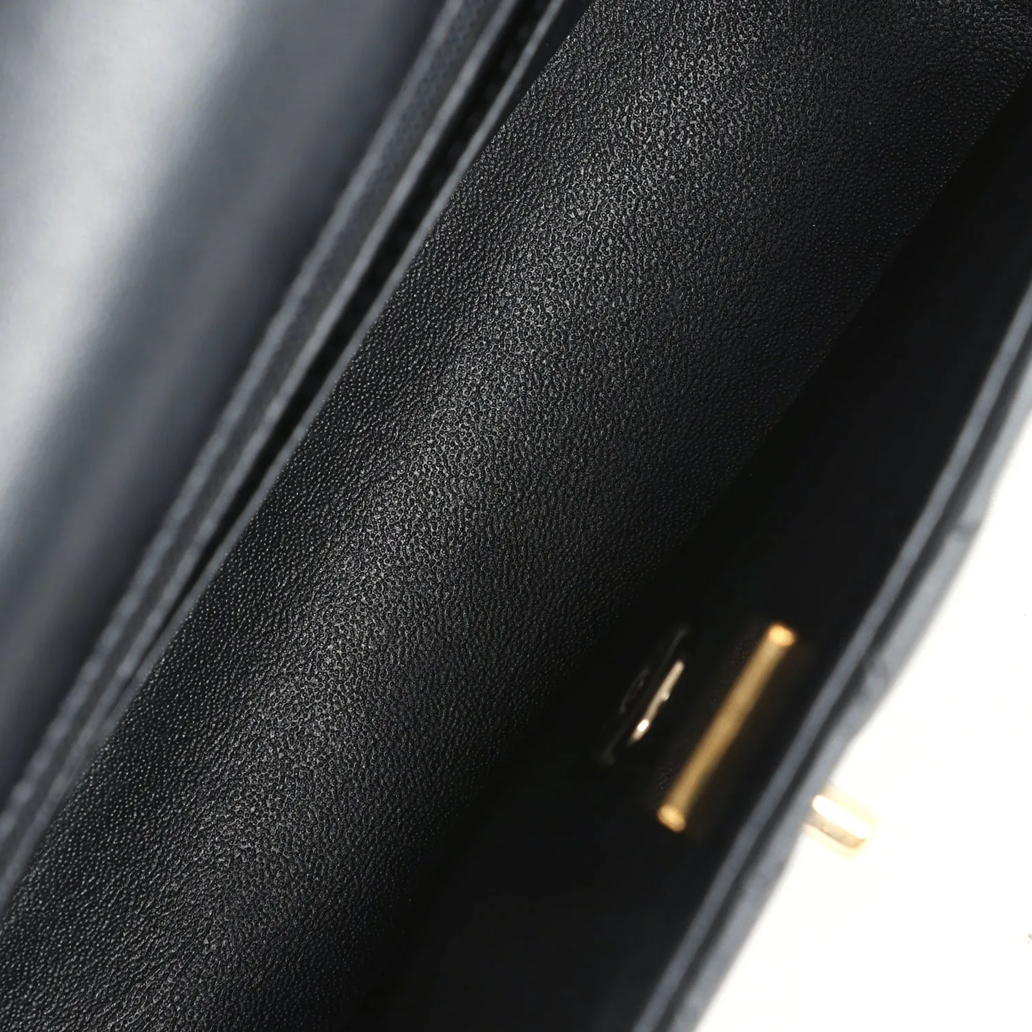 Chanel Mini Rectangular Flap with Top Handle Black Lambskin Light Gold Hardware