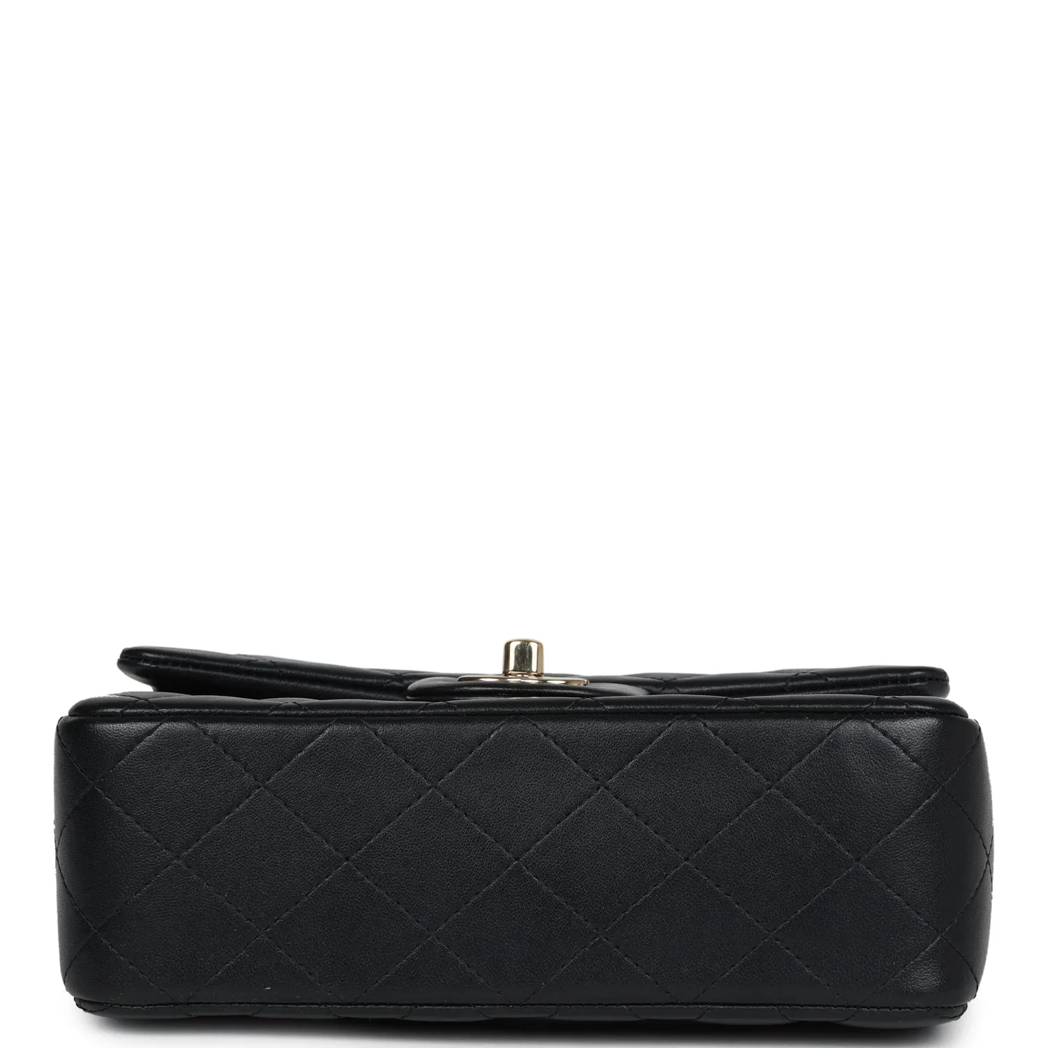 Chanel Mini Rectangular Flap with Top Handle Black Lambskin Light Gold Hardware