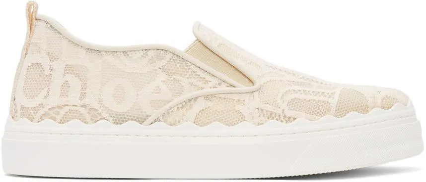 ChloÃ© Beige Lace Lauren Slip-On Sneakers