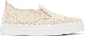 ChloÃ© Beige Lace Lauren Slip-On Sneakers