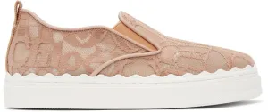 ChloÃ© Pink Lace Lauren Slip-On Sneakers