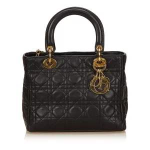 CHRISTIAN DIOR LADY DIOR MEDIUM BLACK BAG