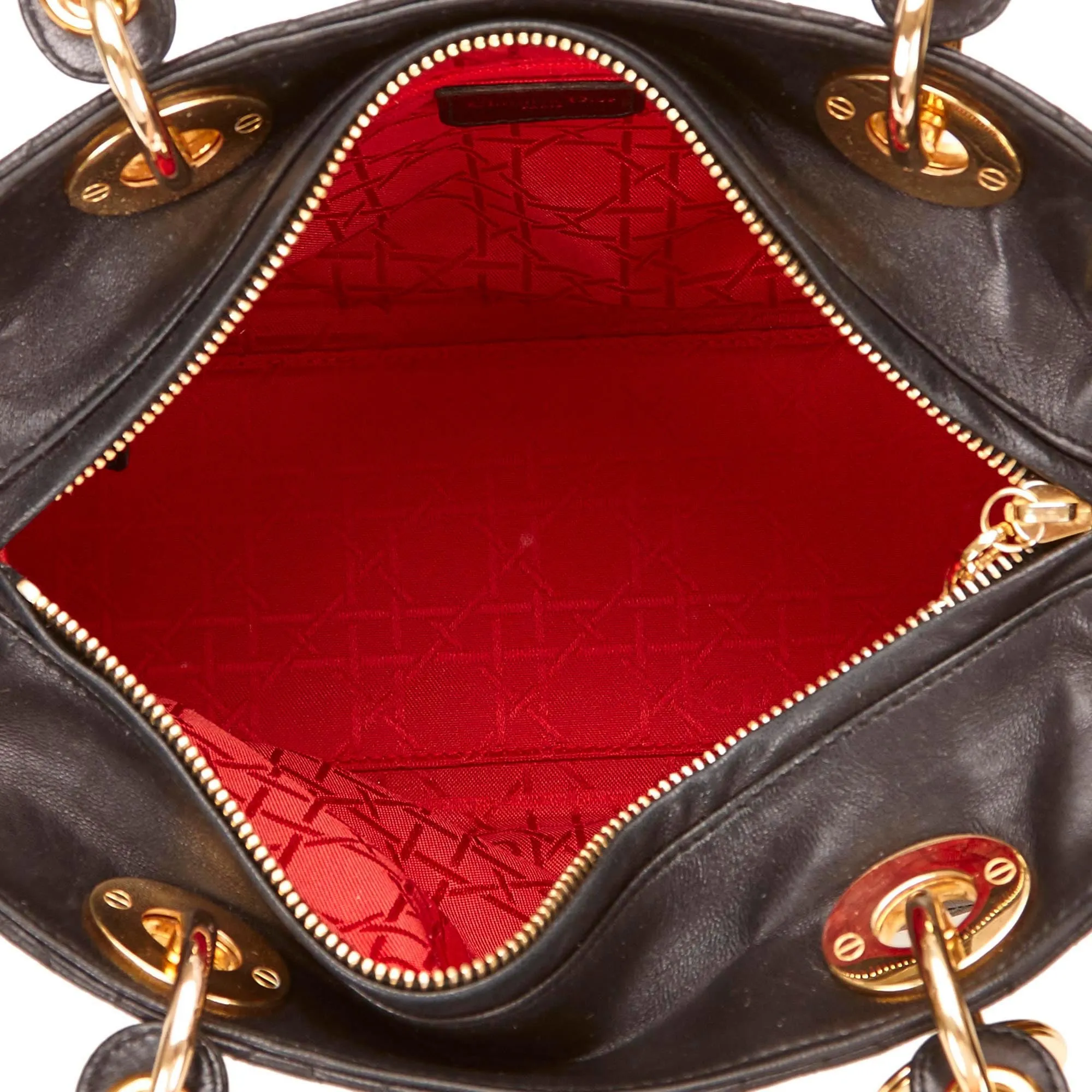 CHRISTIAN DIOR LADY DIOR MEDIUM BLACK BAG