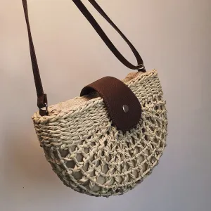 Christmas Gift casual half moon rattan women shoulder bags wicker woven lady crossbody bag summer beach straw bags lady small purse travel 2020