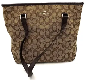 Coach C1657-F55364 Tan Signature Canvas Tote with Brown Leather Trim ( COA)