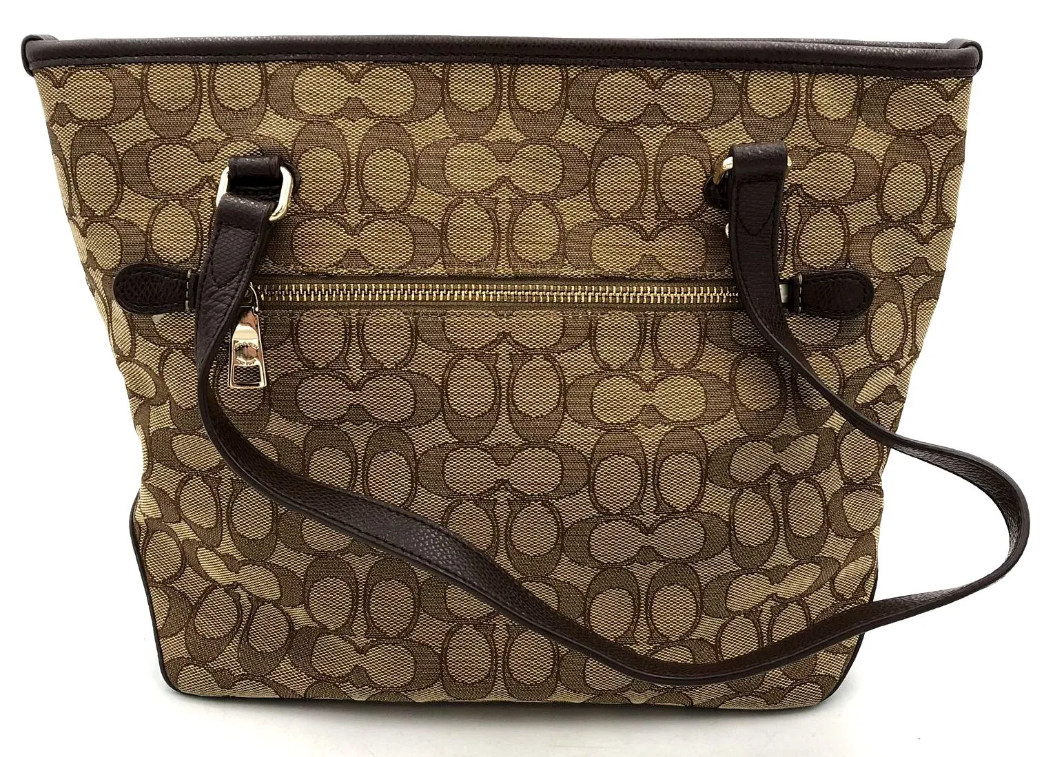 Coach C1657-F55364 Tan Signature Canvas Tote with Brown Leather Trim ( COA)