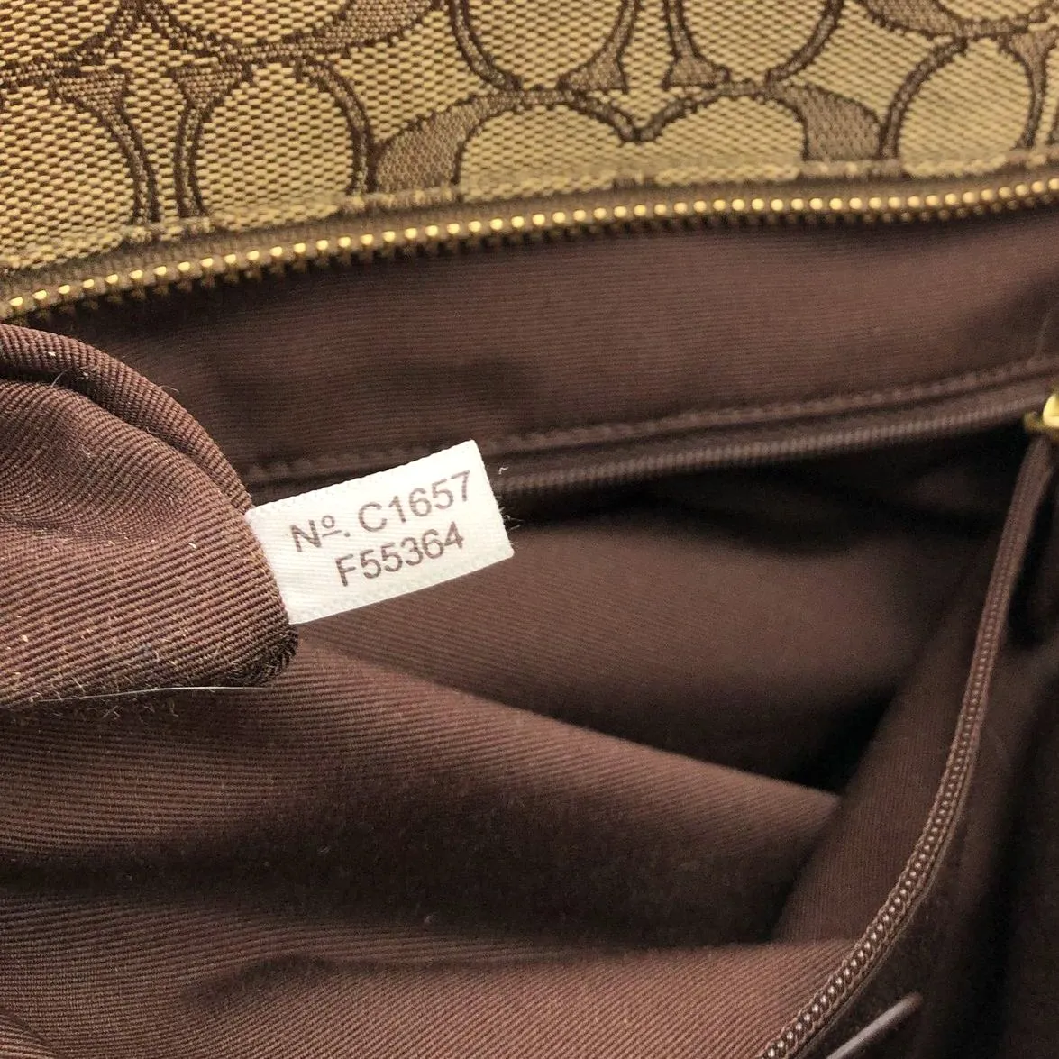 Coach C1657-F55364 Tan Signature Canvas Tote with Brown Leather Trim ( COA)