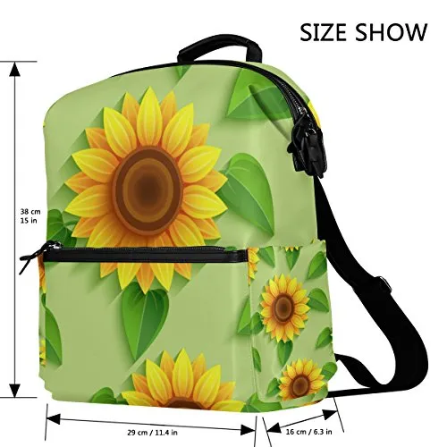 Colourlife Vivid Sunflowers Stylish Casual Shoulder Backpacks Laptop School Bags Travel
