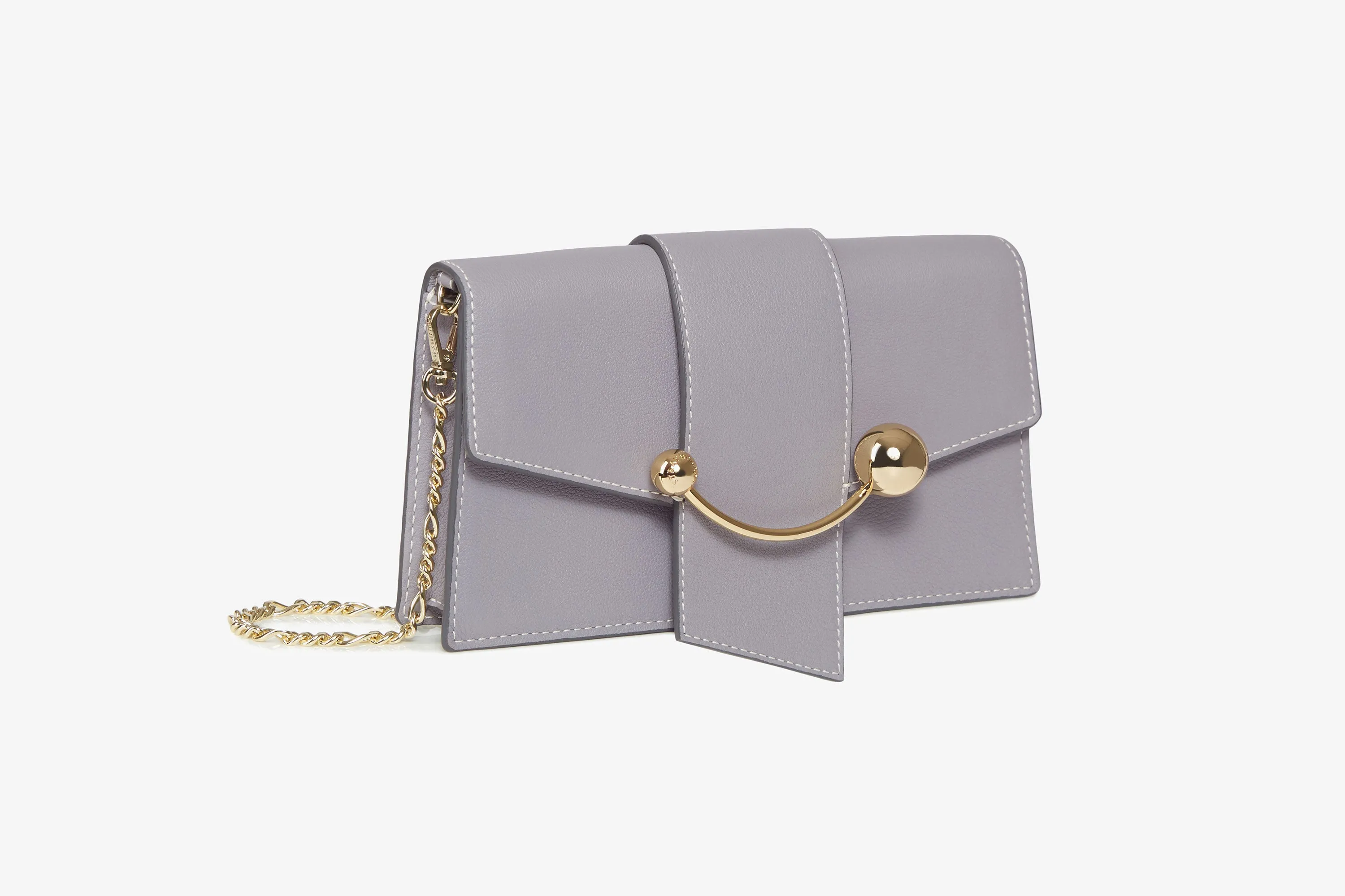 Crescent On A Chain - Frost Grey with Vanilla Stitch