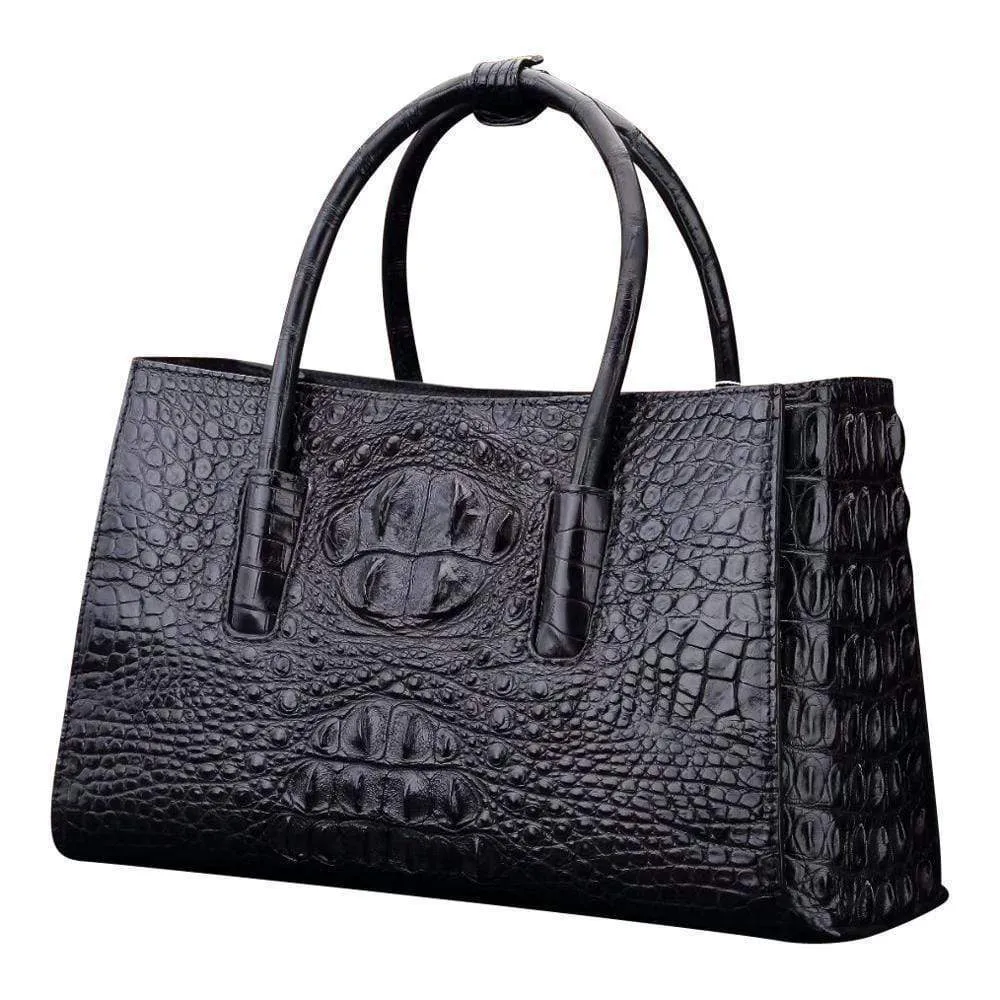 Crocodile Leather Large Tote Shoulder Handle Bag  |  Rossieviren