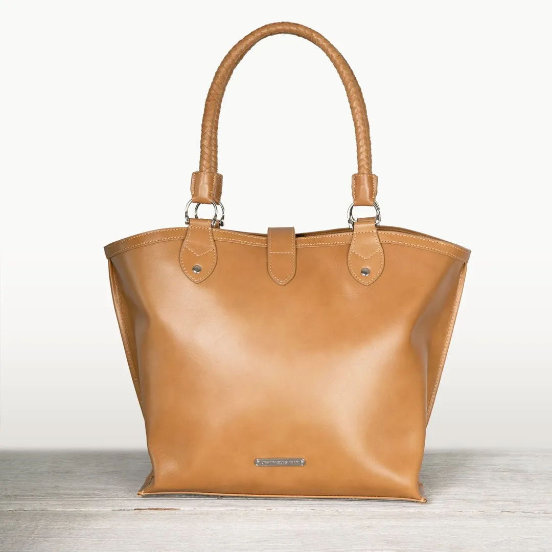 Del Rey - Equestrian Horse Bit Tote Bag in Caramel Italian Leather